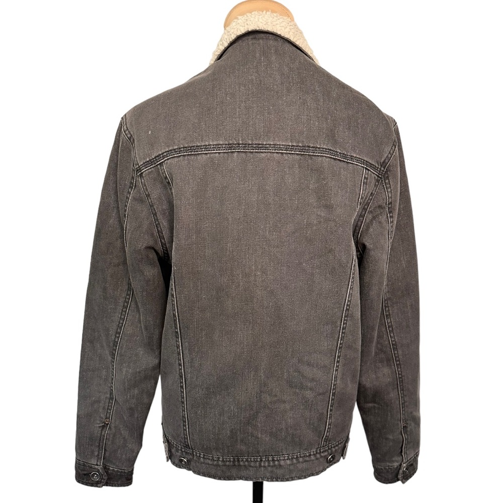 WeSC Sherpa Lined Denim Trucker Jacket Gray Unisex Size S Fleece Western - Picture 3 of 6